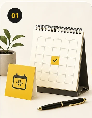 Calendar and appointment card representing booking a Foxify tax appointment
